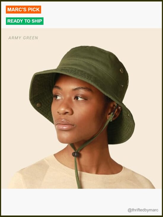 Wide Brim Bucket Hat with Adjustable Drawstring Unisex Cotton Sun Hat